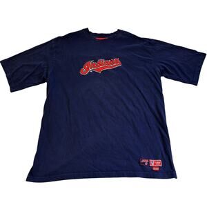 Vtg Cleveland Indians Chief Wahoo Shirt Mens XL Blue MLB Sportswear Baseball